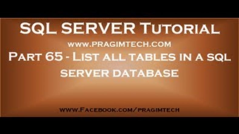 sql server join sys databases sys tables | List all tables in a sql server database using a query  Part 65